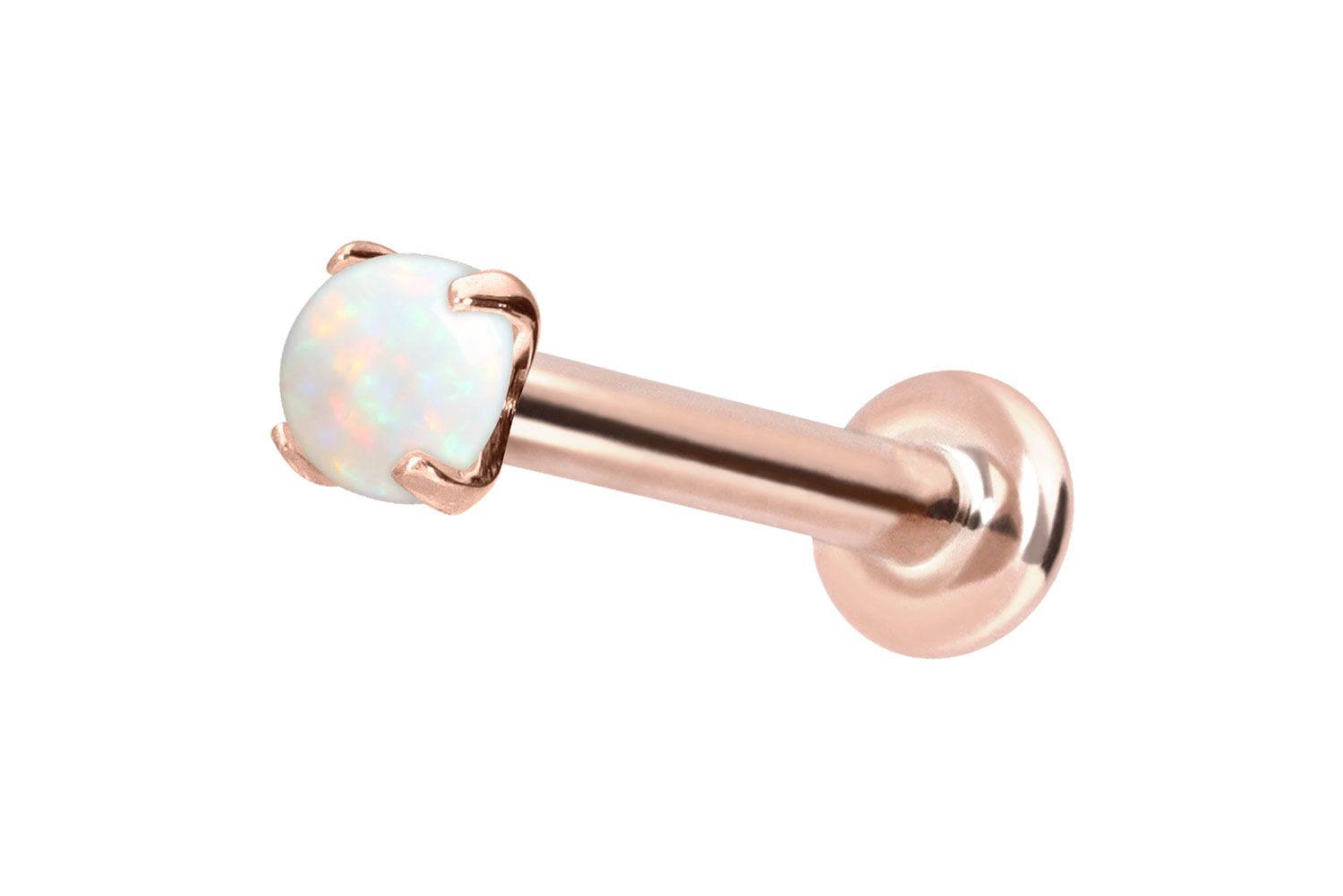 14 Karat Gold Labret Piercing mit Push Fit SYNTHETISCHER OPAL